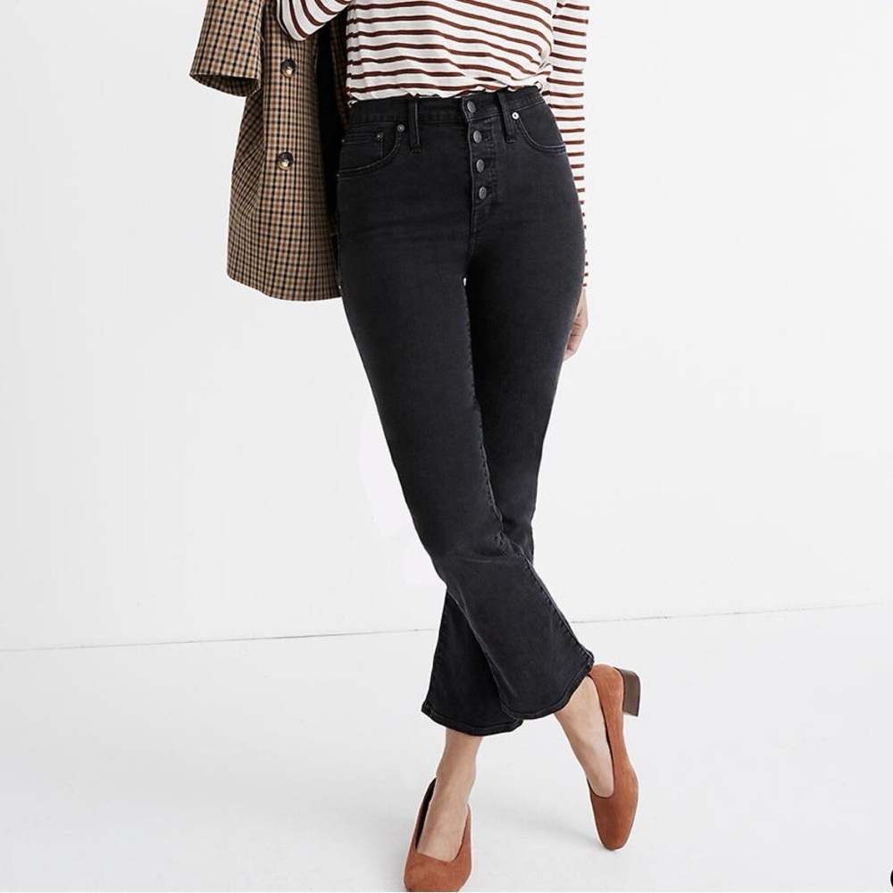 Madewell Cali Demi-Boot Cut Button Fly Jeans Womens Sz 31 Black EUC